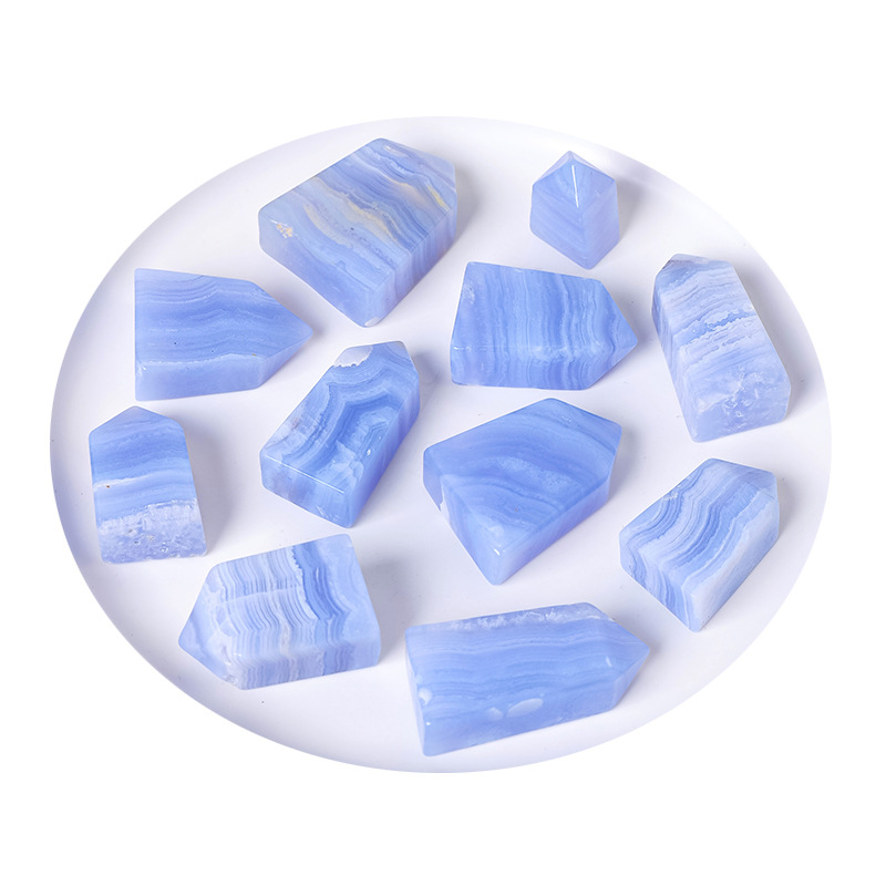 Blue Lace Agate Tower Point Four Faceted - Image 6