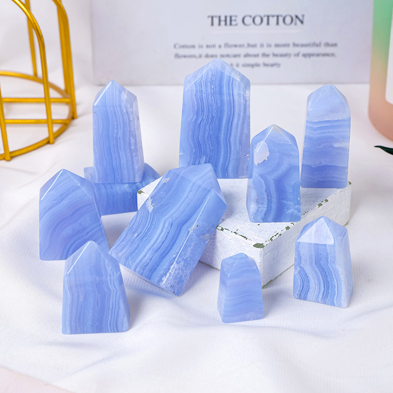 Blue Lace Agate Tower Point Four Faceted - Image 7