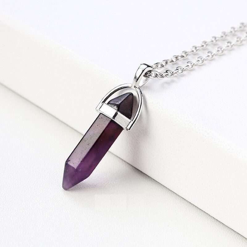 Crystal Necklace Hexagonal Pendant Healing stone Jewelry 1