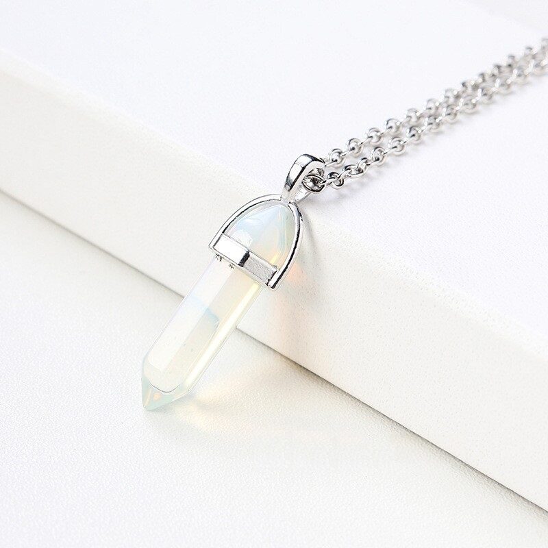 Crystal Necklace Hexagonal Pendant Healing stone Jewelry 17