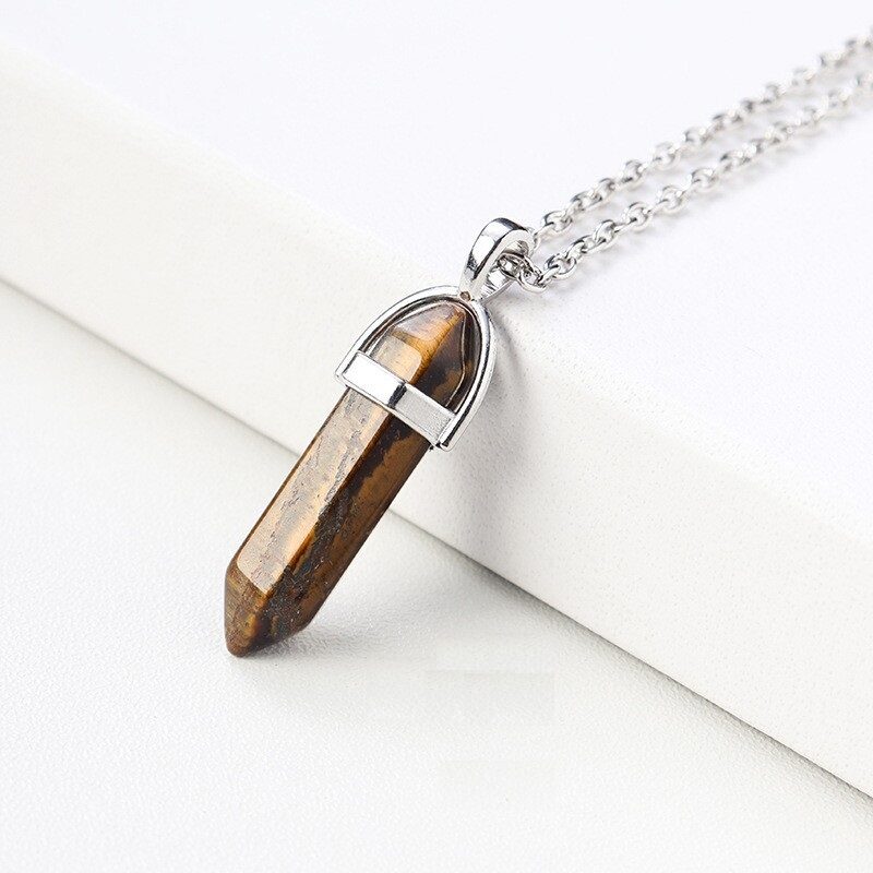 Crystal Necklace Hexagonal Pendant Healing stone Jewelry 19