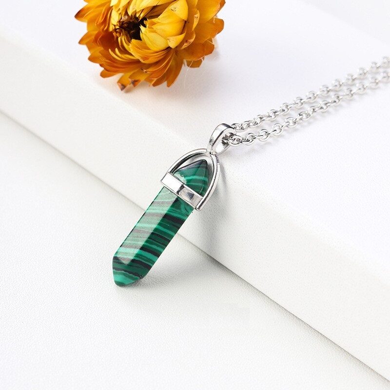 Crystal Necklace Hexagonal Pendant Healing stone Jewelry 23