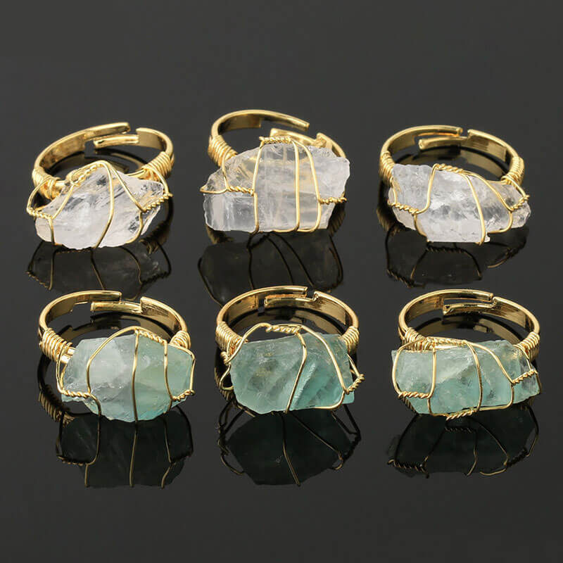 Healing Raw Crystal Rings