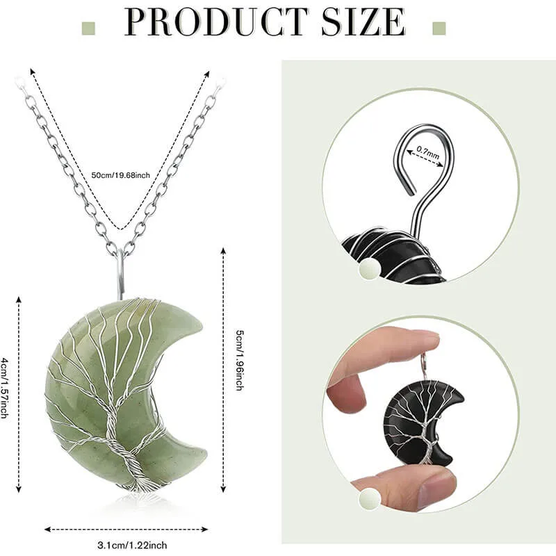 Healing Crystal Moon Necklace Pendant – Image 11