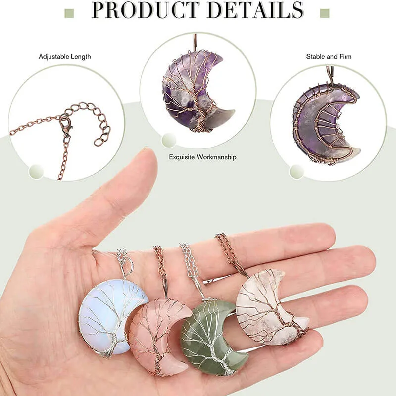 Healing Crystal Moon Necklace Pendant – Image 10