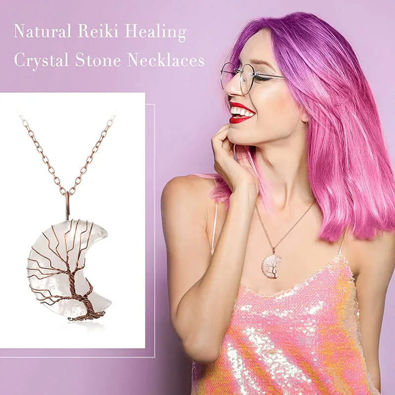 Healing Crystal Moon Necklace Pendant – Image 12