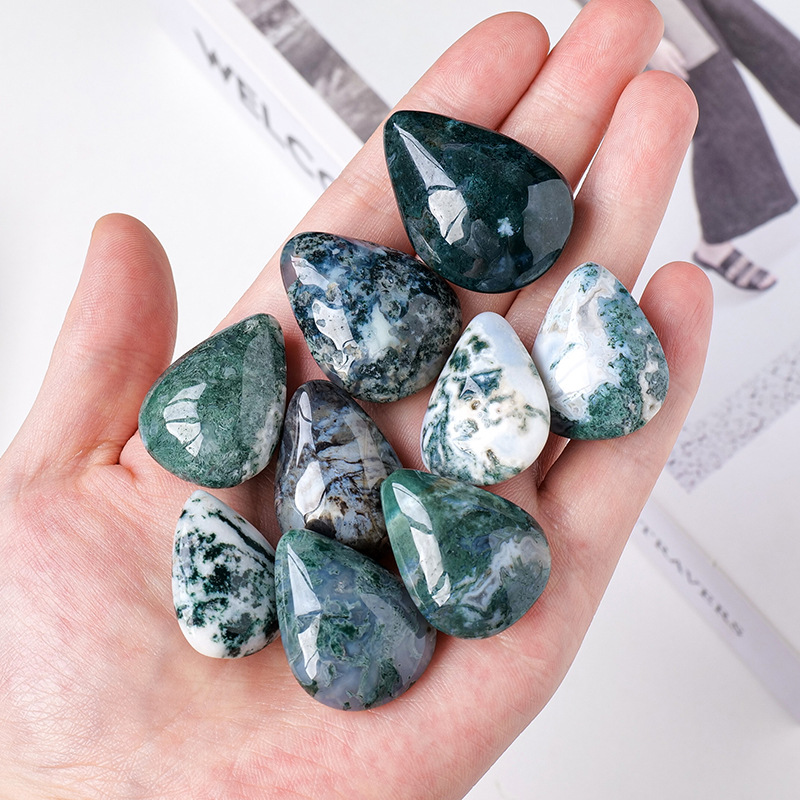 Moss Agate Raw Teardrop Shaped DIY for Pendant – Bild 4