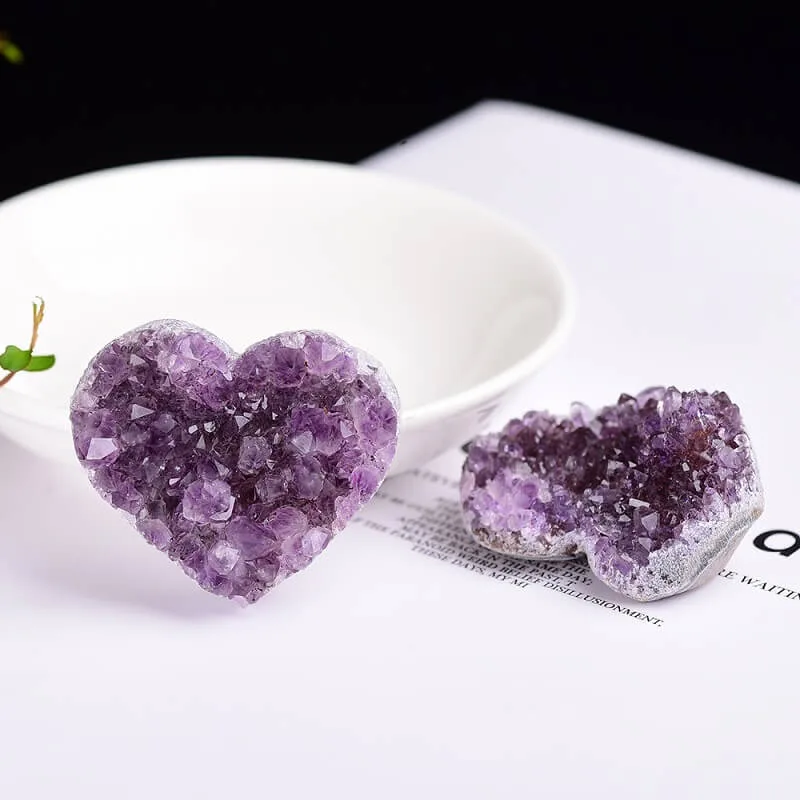 Natural Raw Heart Amethyst Cluster