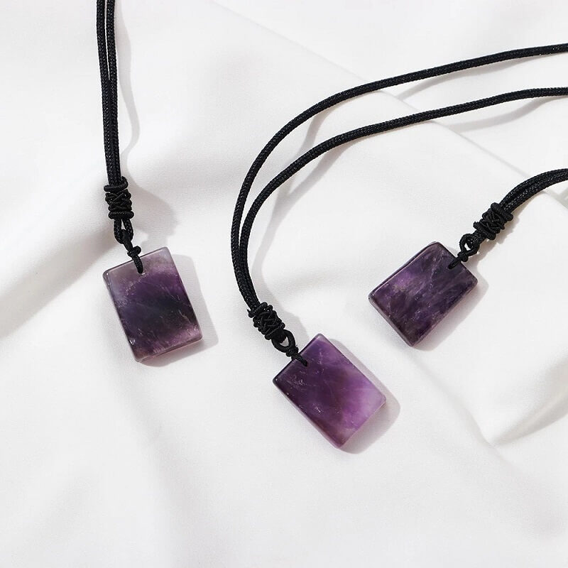 Natural Square Healing Amethyst Pendant 3