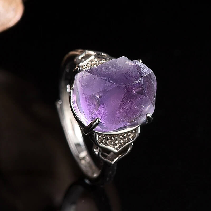 Natural amethyst Crystal Stone Ring 2