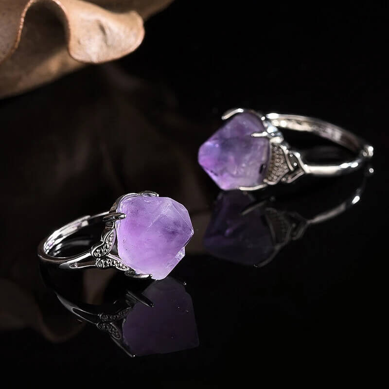 Natural amethyst Crystal Stone Ring 3