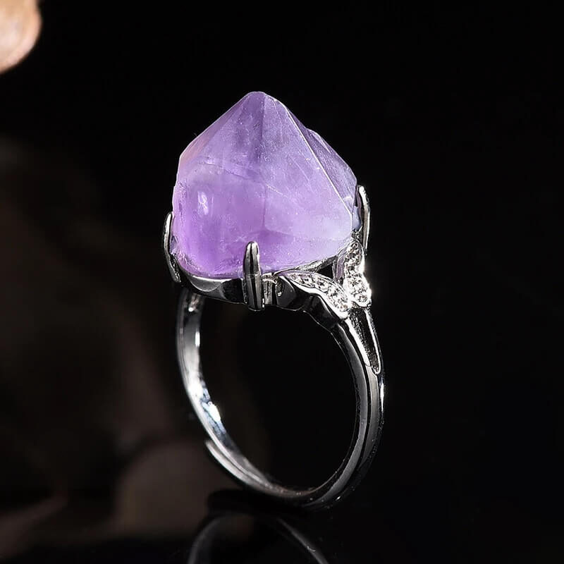 Natural amethyst Crystal Stone Ring 4