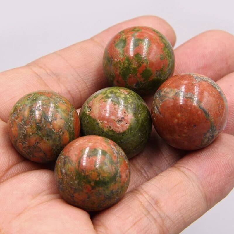 Natural green red unakite sphere stone 1