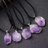 5PCS Rough Amethyst Stone Necklace Pendant