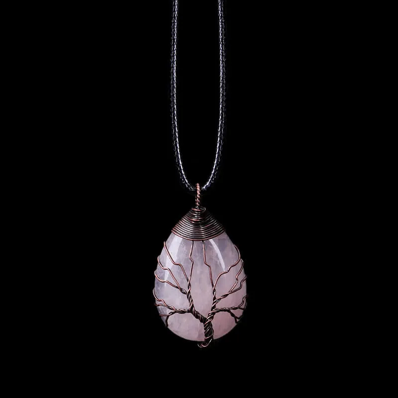 ⁦Tree Life Wrapped Quartz Crystal Necklace For Women⁩ - الصورة ⁦9⁩