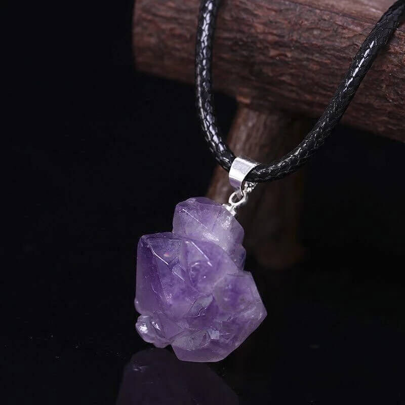 Rough Amethyst Stone Necklace Pendant