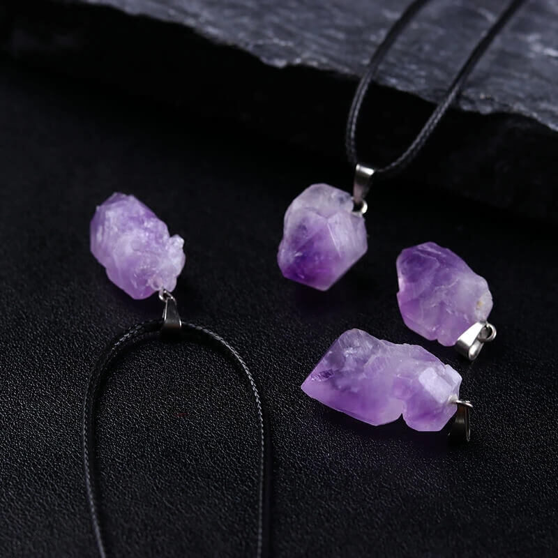 Rough Amethyst Stone Necklace Pendant (2)