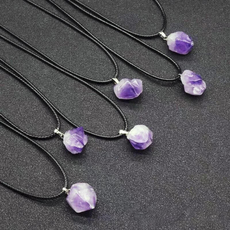 Rough Amethyst Stone Necklace Pendant 3