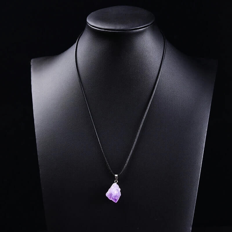 Rough Amethyst Stone Necklace Pendant 4