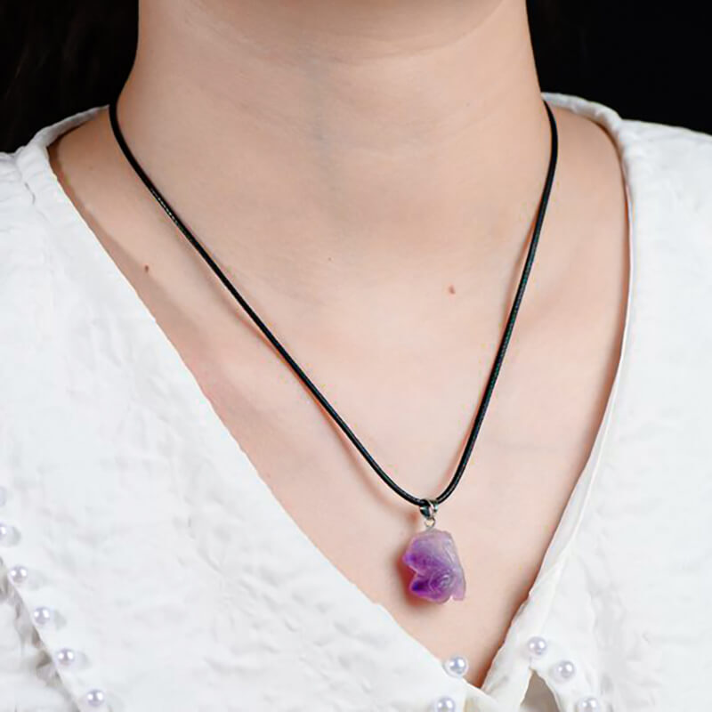 Rough Amethyst Stone Necklace Pendant