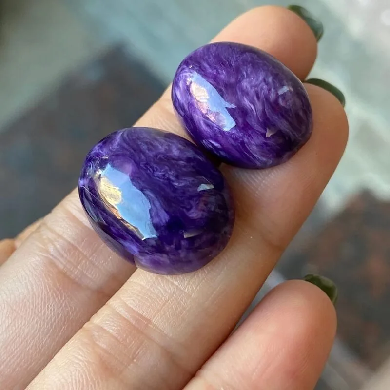 Russian Charoite Half Stone Gemstone For Pendant - 이미지 2