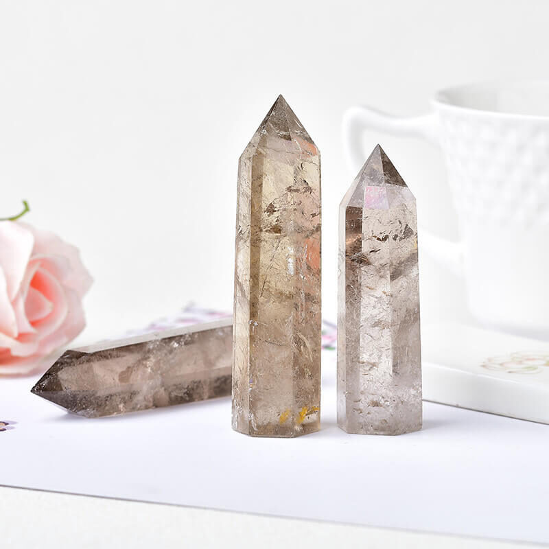 Smoky Quartz Crystal Point Tower