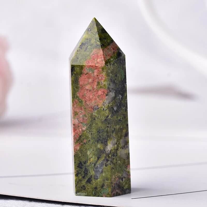 Unakite Crystal Point Healing Tower 4