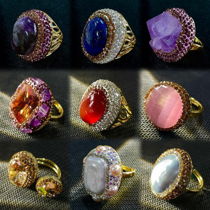 Vintage Crystal Adjustable Ring Bulk