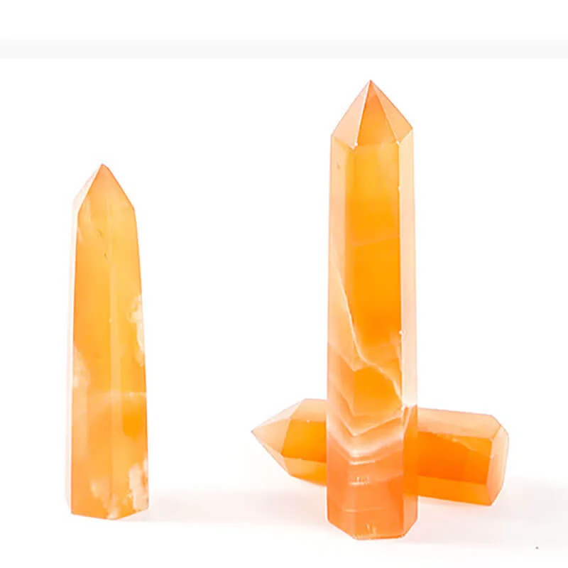 Yellow Honey Calcite 4" Hexagonal Pointed Tower - Imagen 4