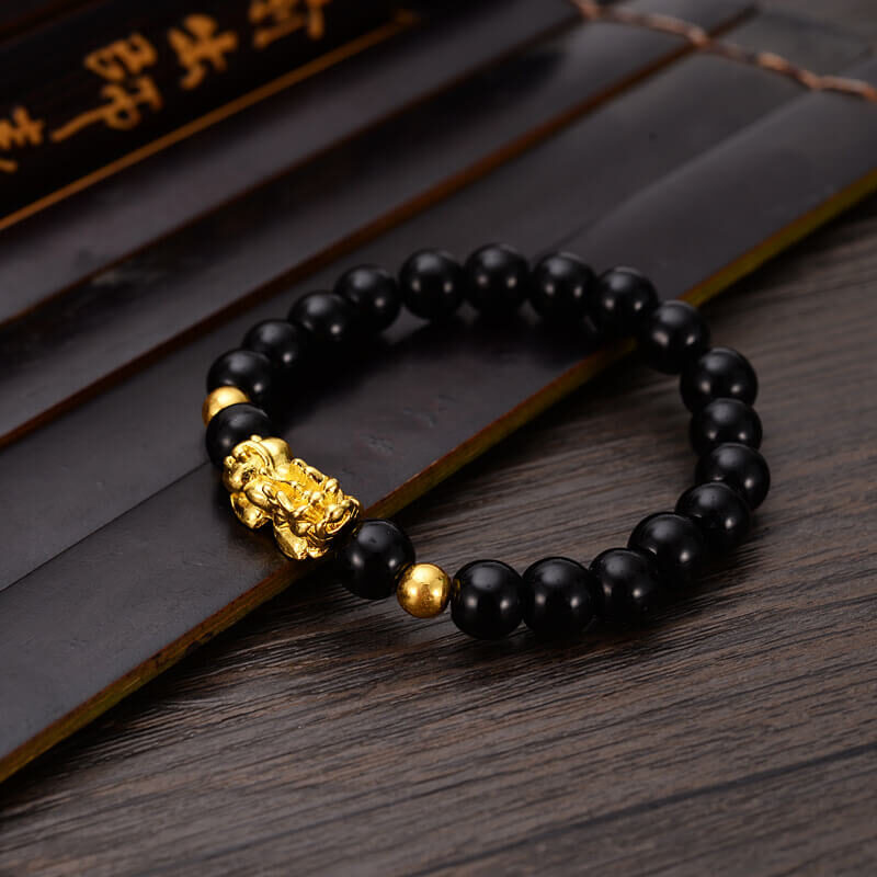 black obsidian pixiu bracelet