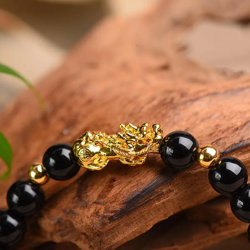 black obsidian pixiu bracelet