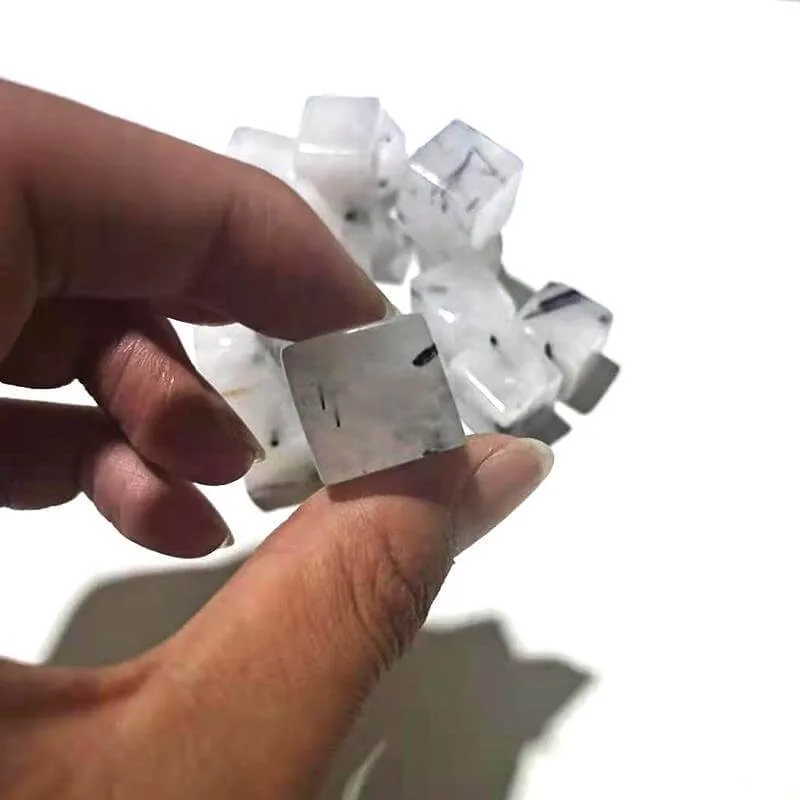 Black tourmaline quartz cube