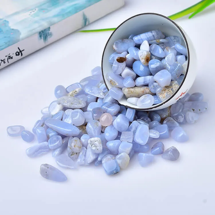 Blue Lace Agate Gravel Rolling Stone Beads