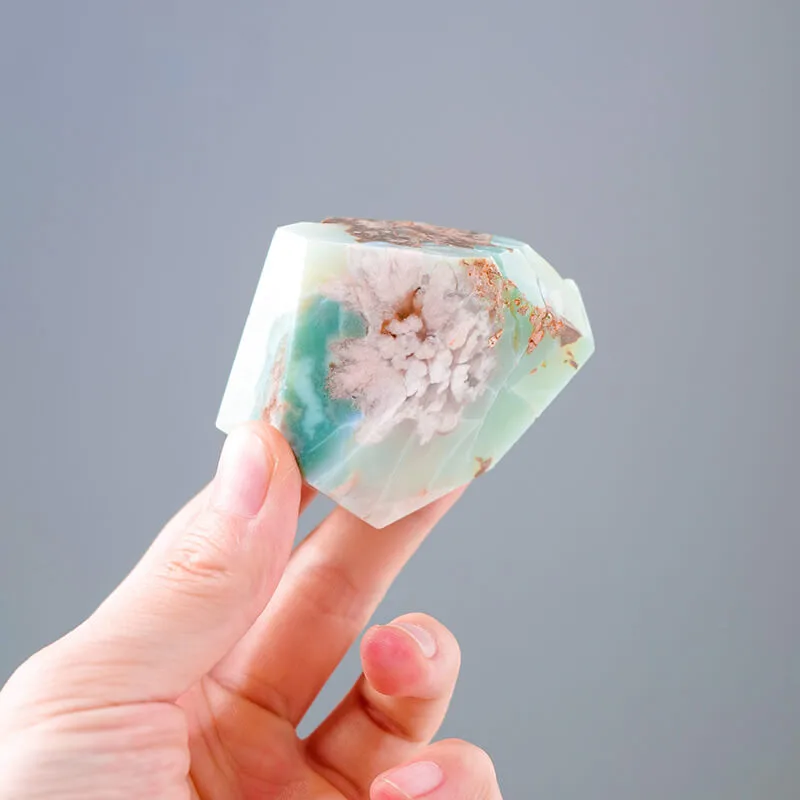 green sakura flower agate stone