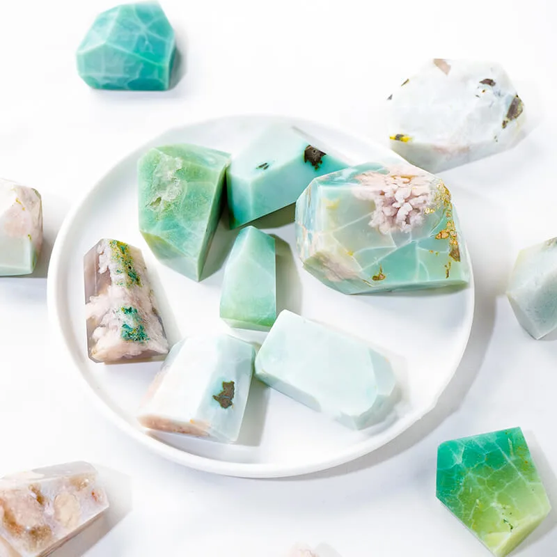 green sakura flower agate stone