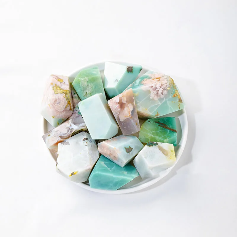green sakura flower agate stone