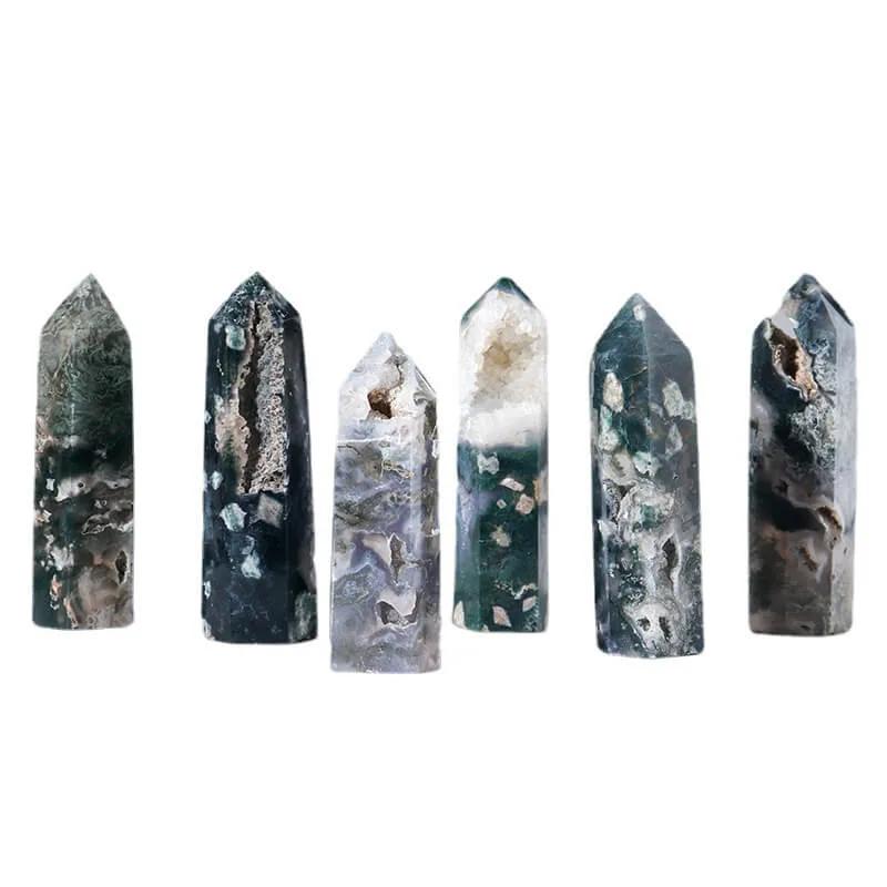 Moss Agate Tower Point Crystal Bulk – Bild 2