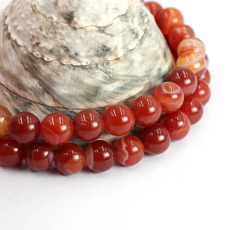 Red Agate Bracelet Natural Stone Beads - Bild 3