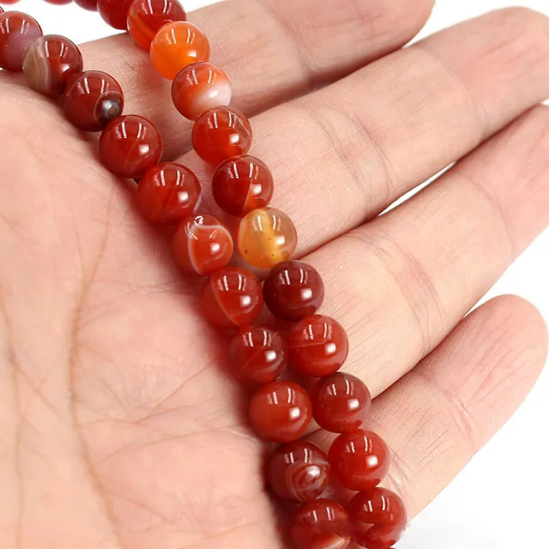 Red Agate Bracelet Natural Stone Beads - Bild 4