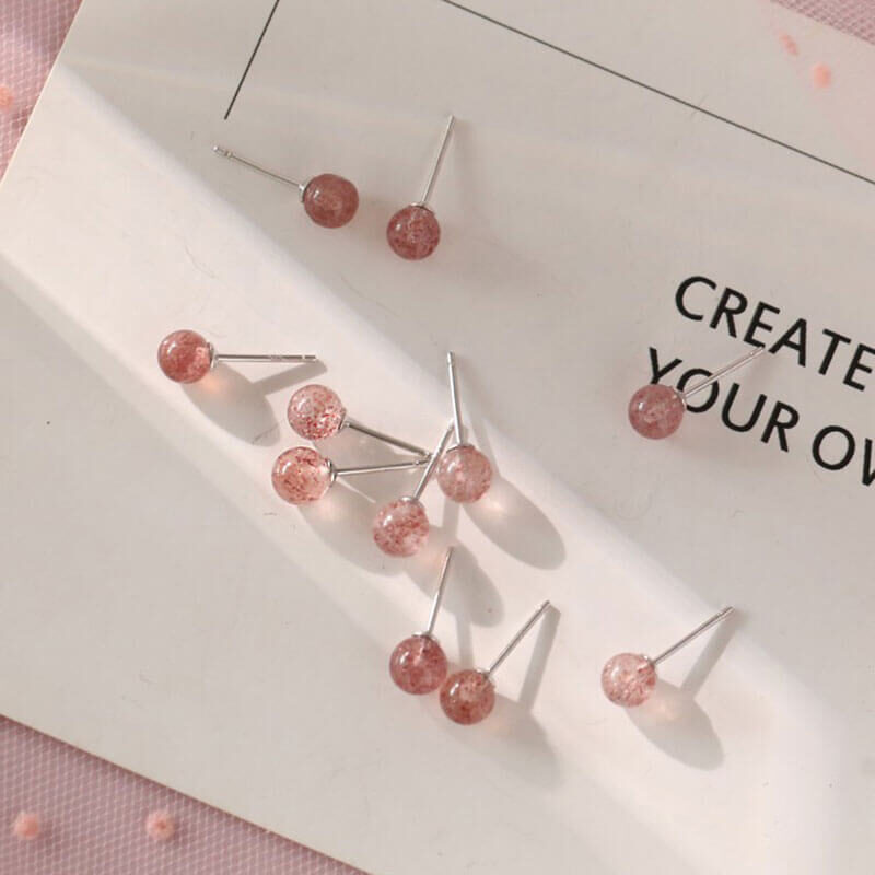 rose quartz crystal stud earrings 8