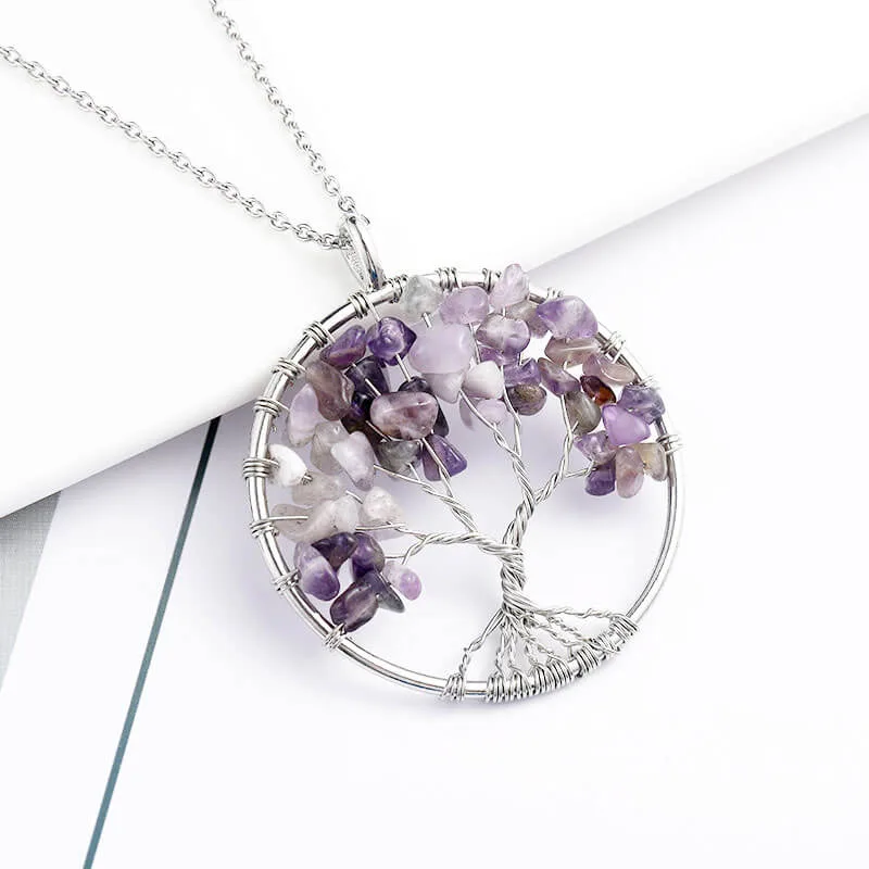 Rose Quartz Jewelry Amethyst Rose Quartz Tree Of Life Pendant – Reiki Healing Energy Stone Necklace Tree Of Life. Jewelry - Foto 7
