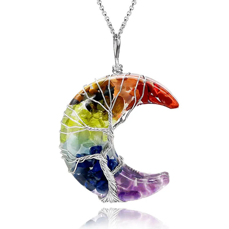 Healing Crystal Moon Necklace Pendant – Image 2