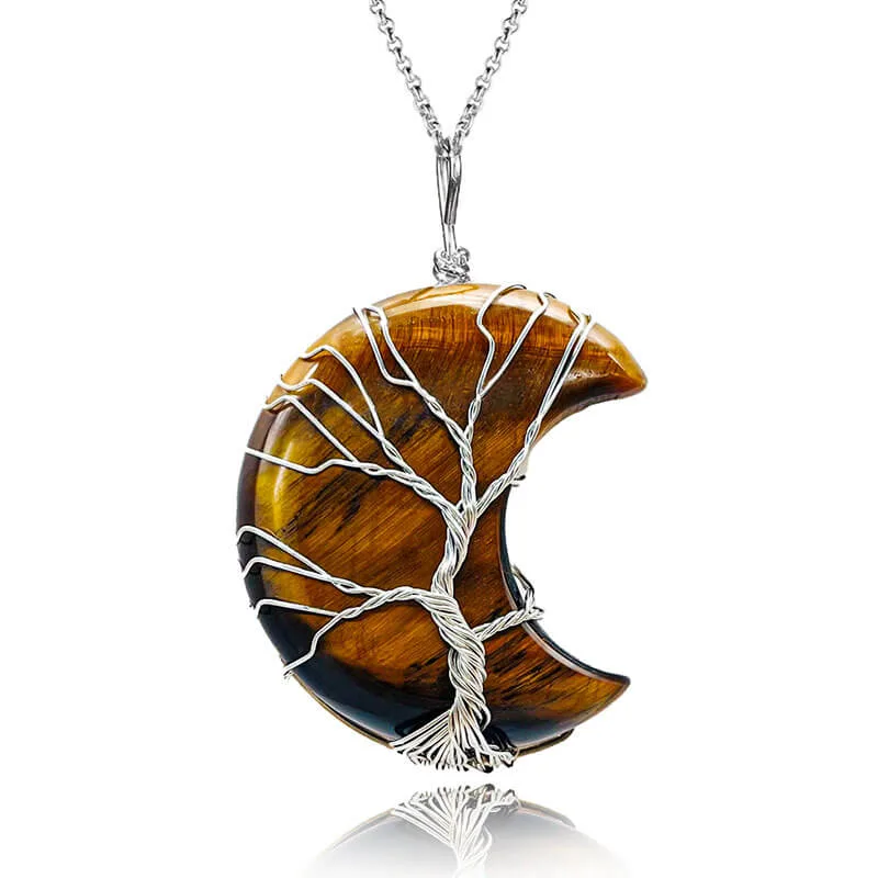 Healing Crystal Moon Necklace Pendant – Image 9