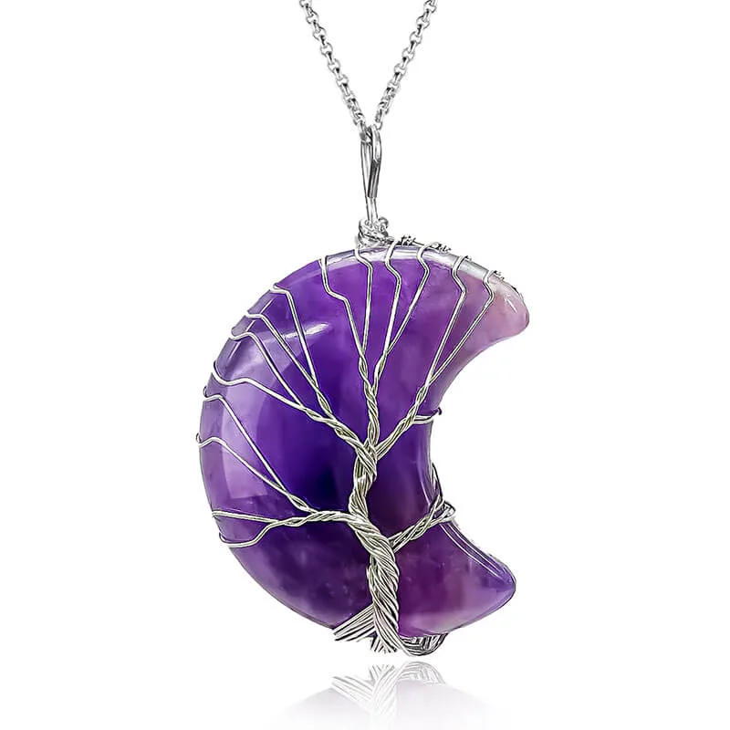 Healing Crystal Moon Necklace Pendant – Image 7