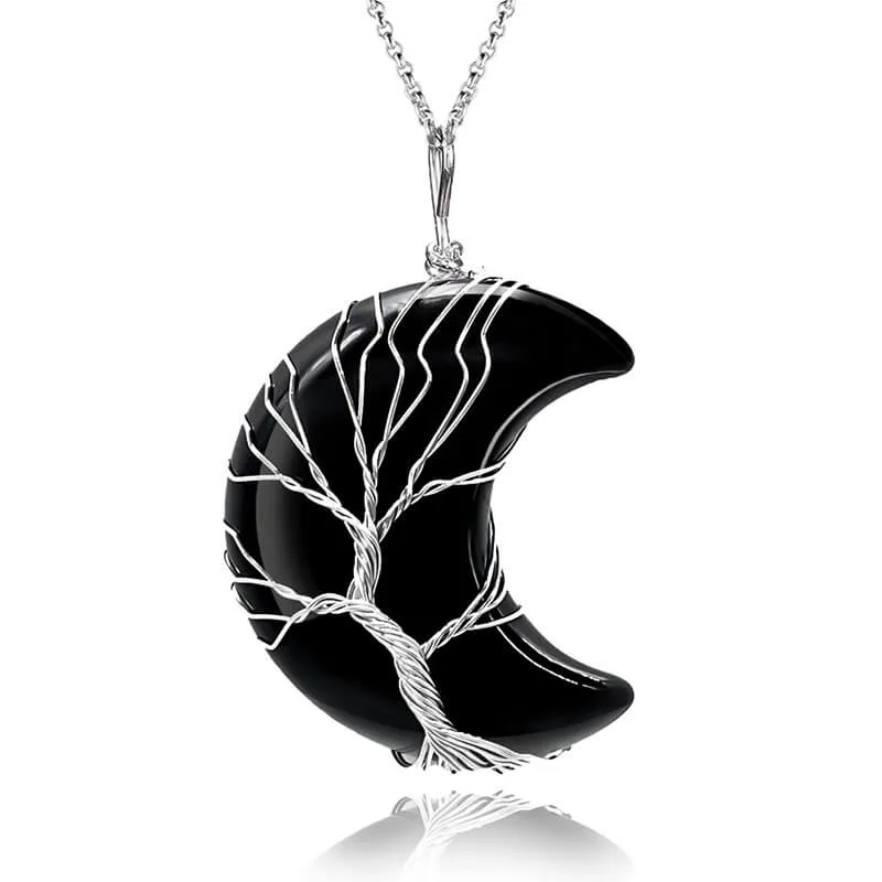 Healing Crystal Moon Necklace Pendant – Image 4