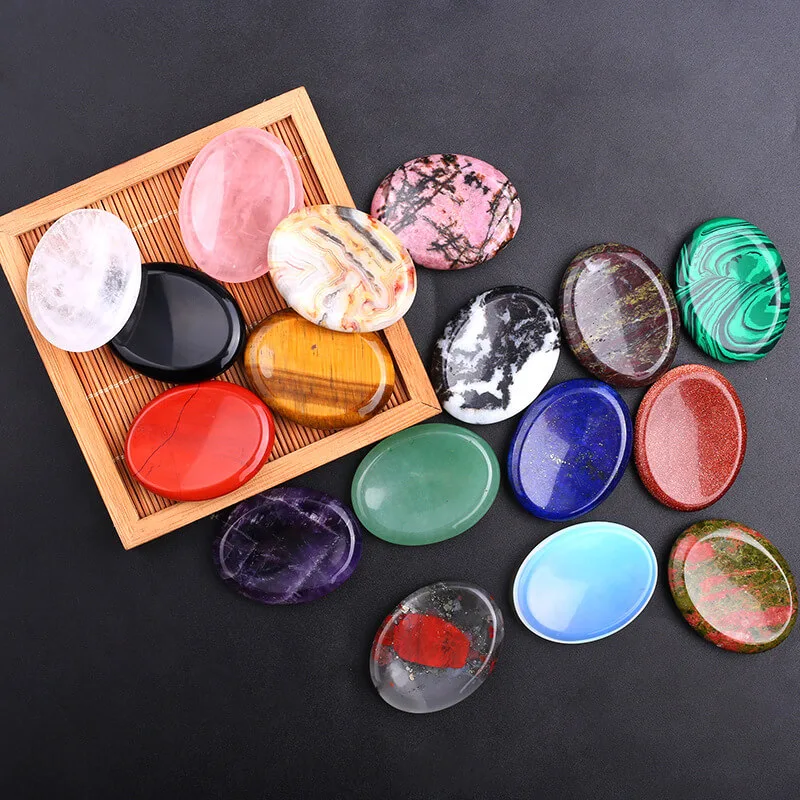 10 Styles Crystal Worry Stones Bulk
