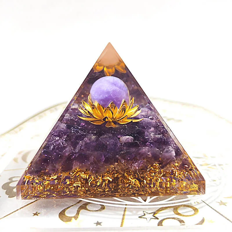Crystal Orgone Pyramid Lotus Flower 5CM