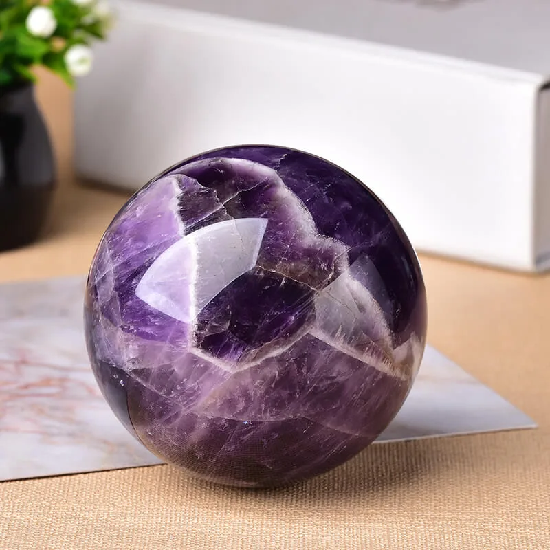 Chevron Amethyst Sphere Polished Reiki Ball - Afbeelding 2