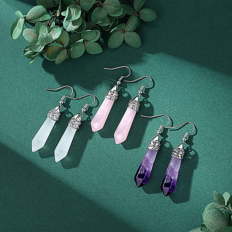 Healing Point Crystal Chakra Dangle Earrings