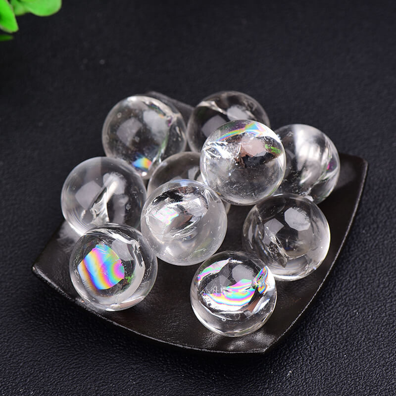 Natural Clear Quartz Crystal rainbow Stone Ball